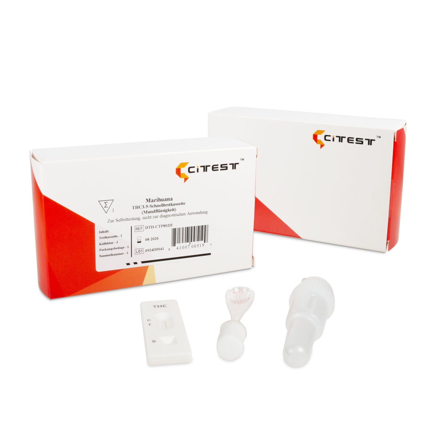 THC Test Verpackung und Testutensilien